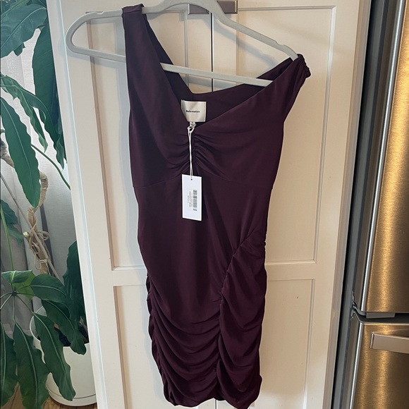 Reformation Emma knit ruched mini dress in color mole size small - NEW W TAGS - Picture 3 of 8